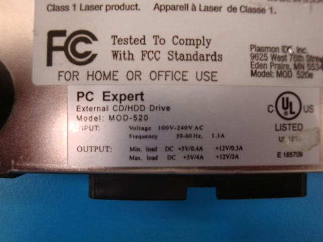 Plasmon MOD520E External SCSI MO Drive 5.2GB MOD520