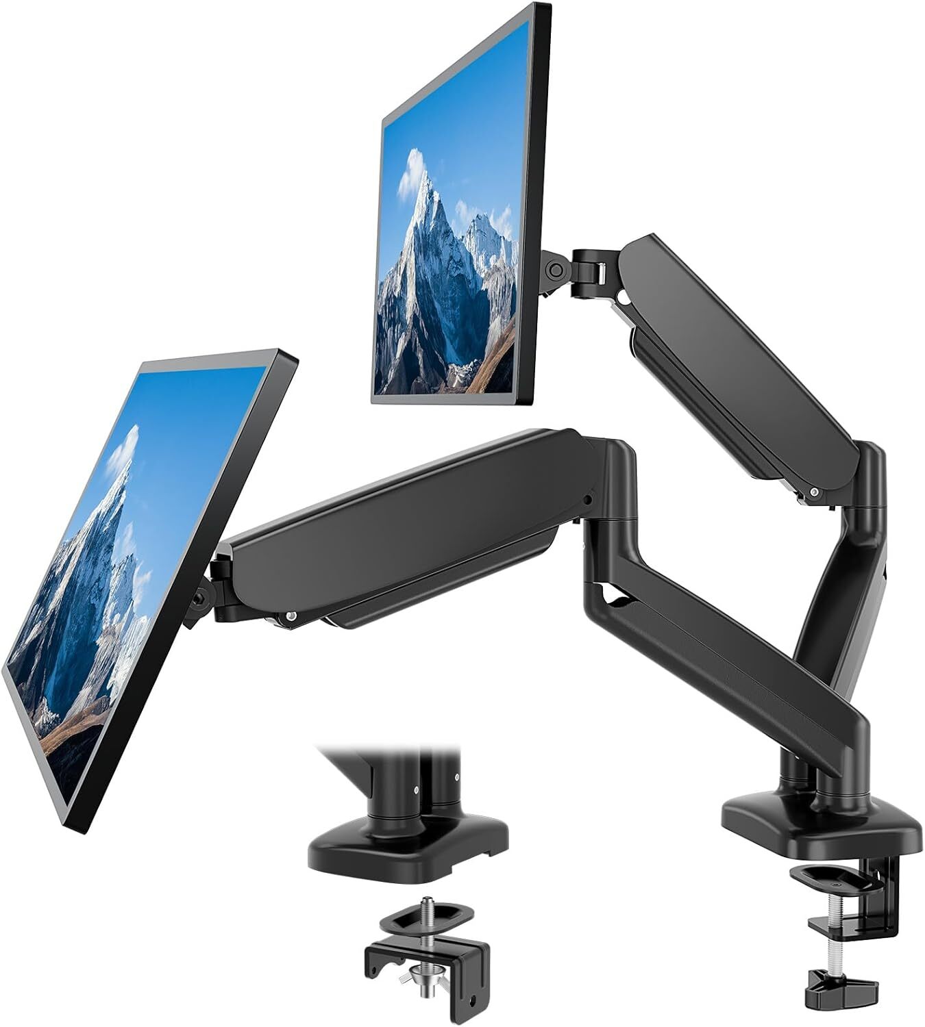 15-27" Screen Gas Spring Monitor Arm Desk Stand Dual Monitor Mount Ultra Wide