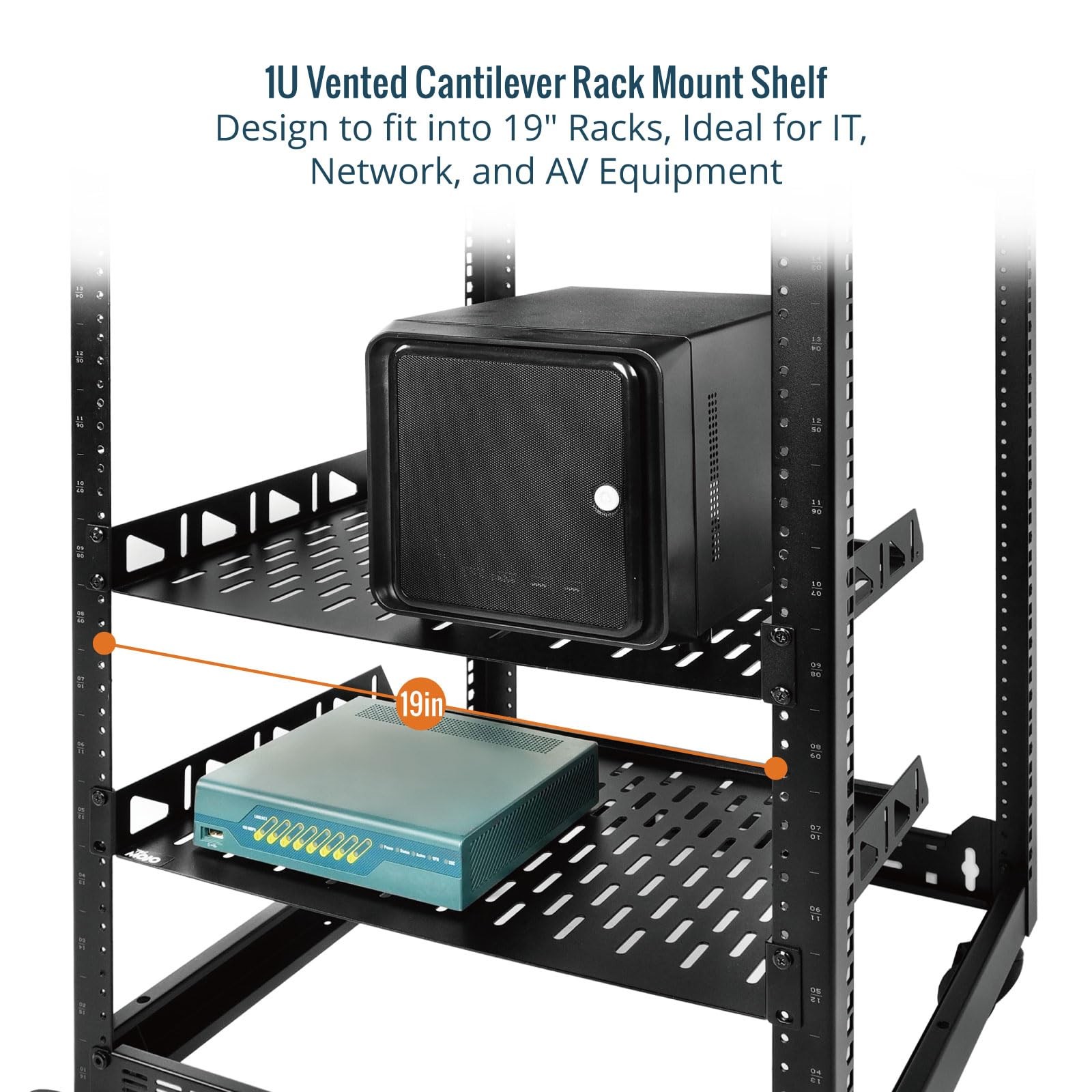 Tecmojo 1U Rack Shelf,19 inch Shelf 14 Depth,Rack 14 in/2pack,