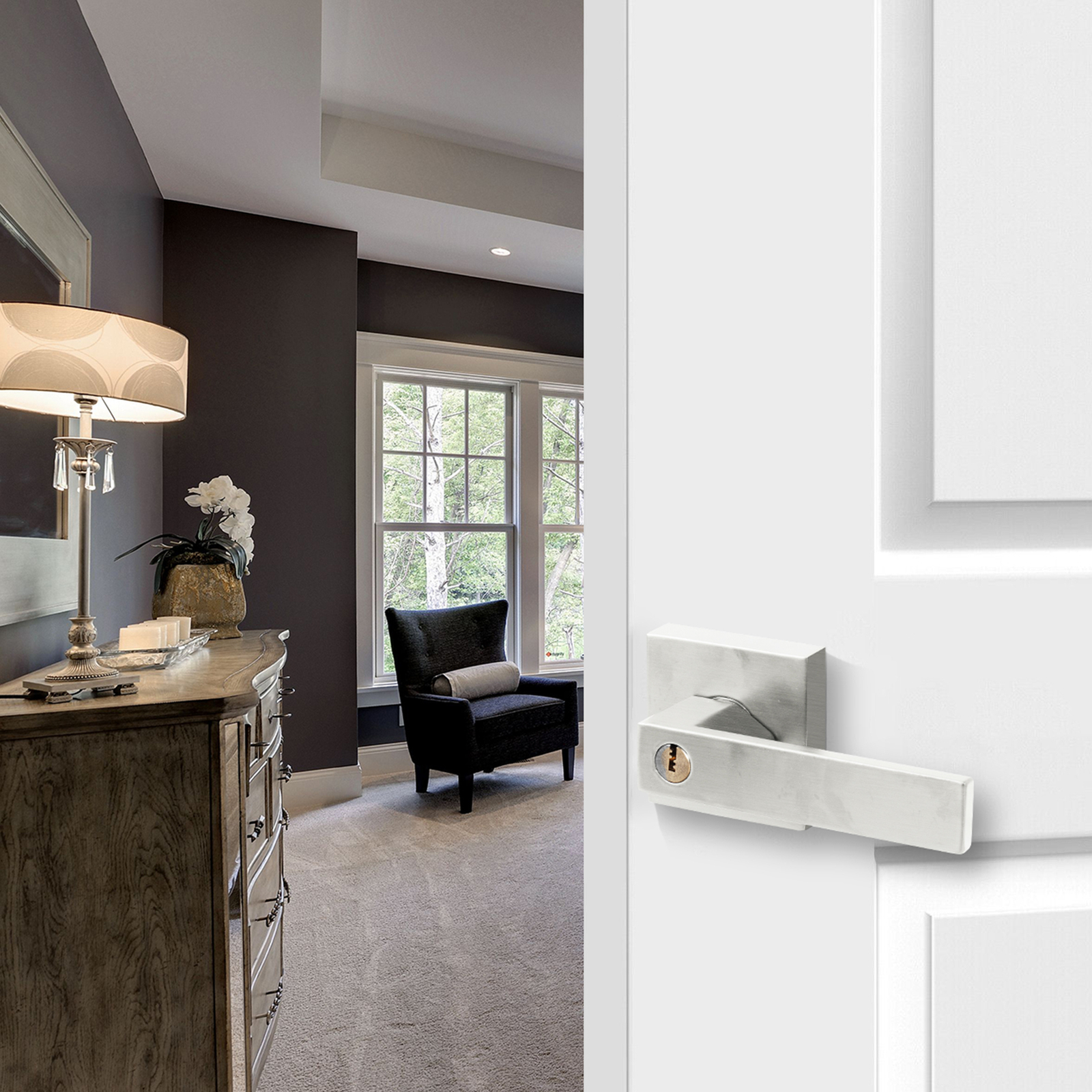 Heavy Duty Square Passage Door Levers Interior Door Handles Silver 12 Pack