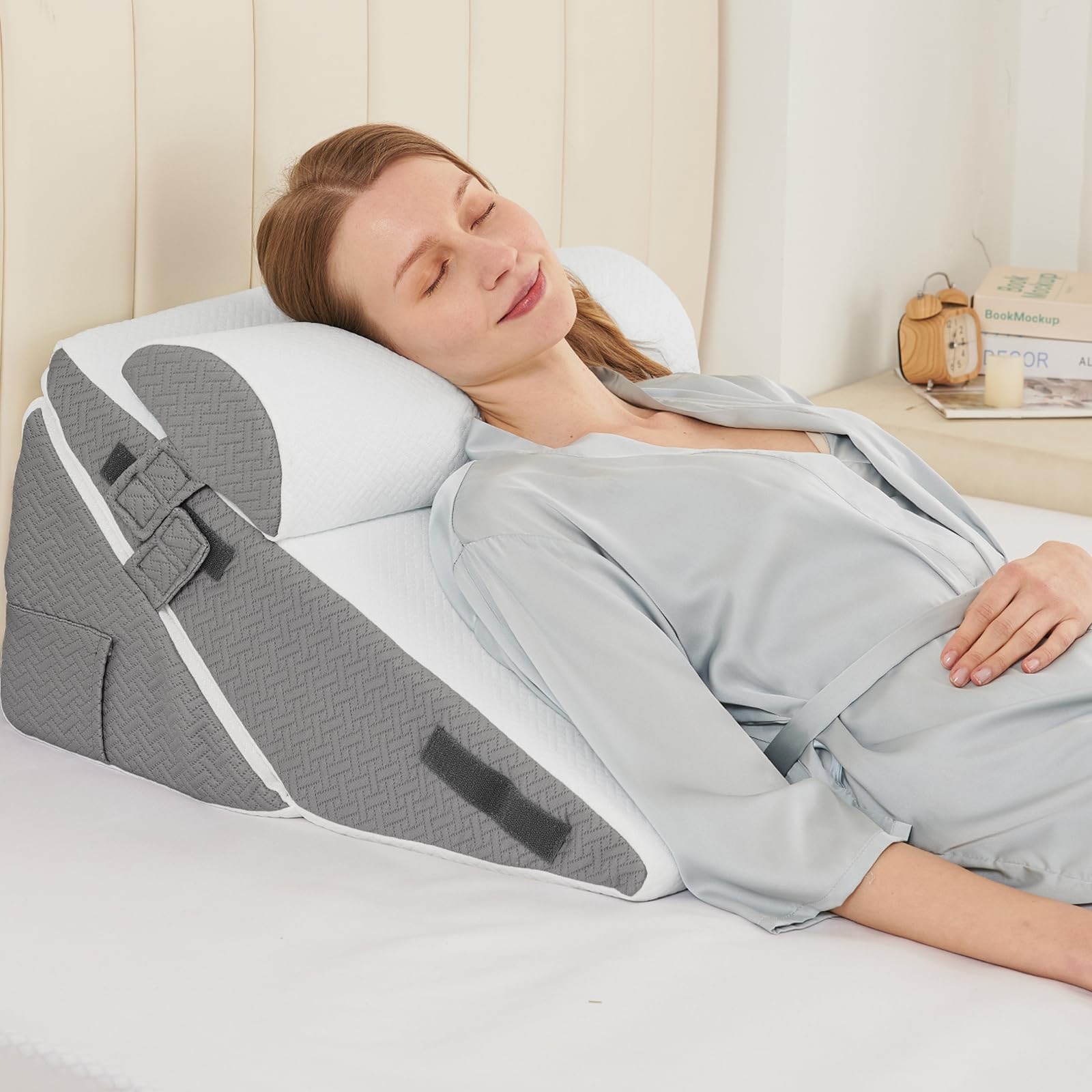 Wedge Pillow Set for After Surgery, 2PCS Adjustable Bed Wedge Pillow Headboar...