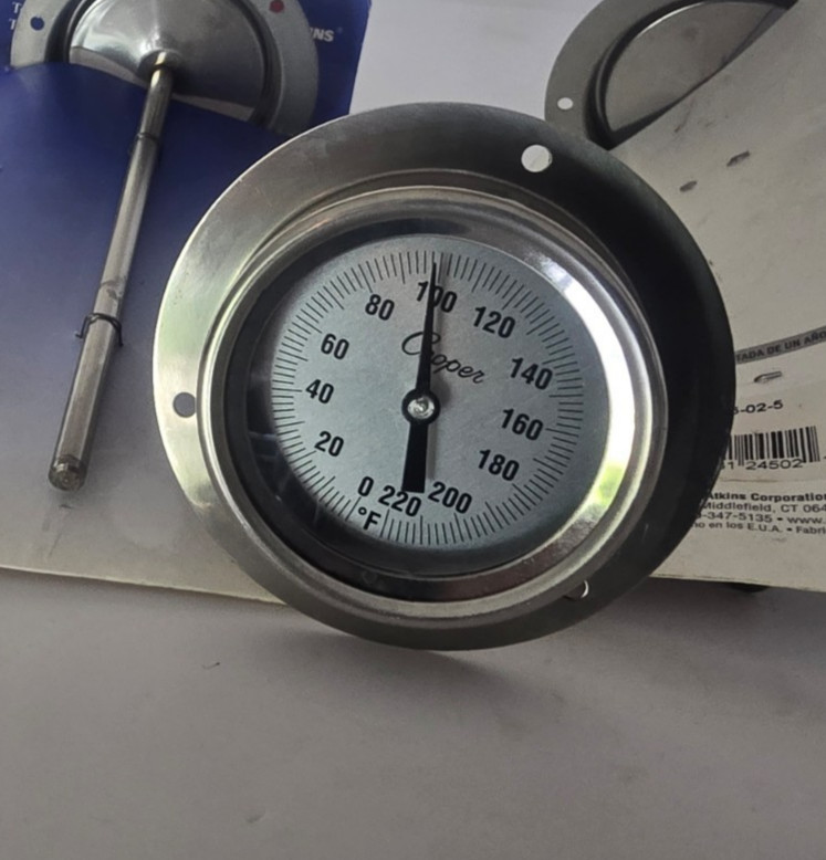 Panel mount stem thermometer  0-220 degrees