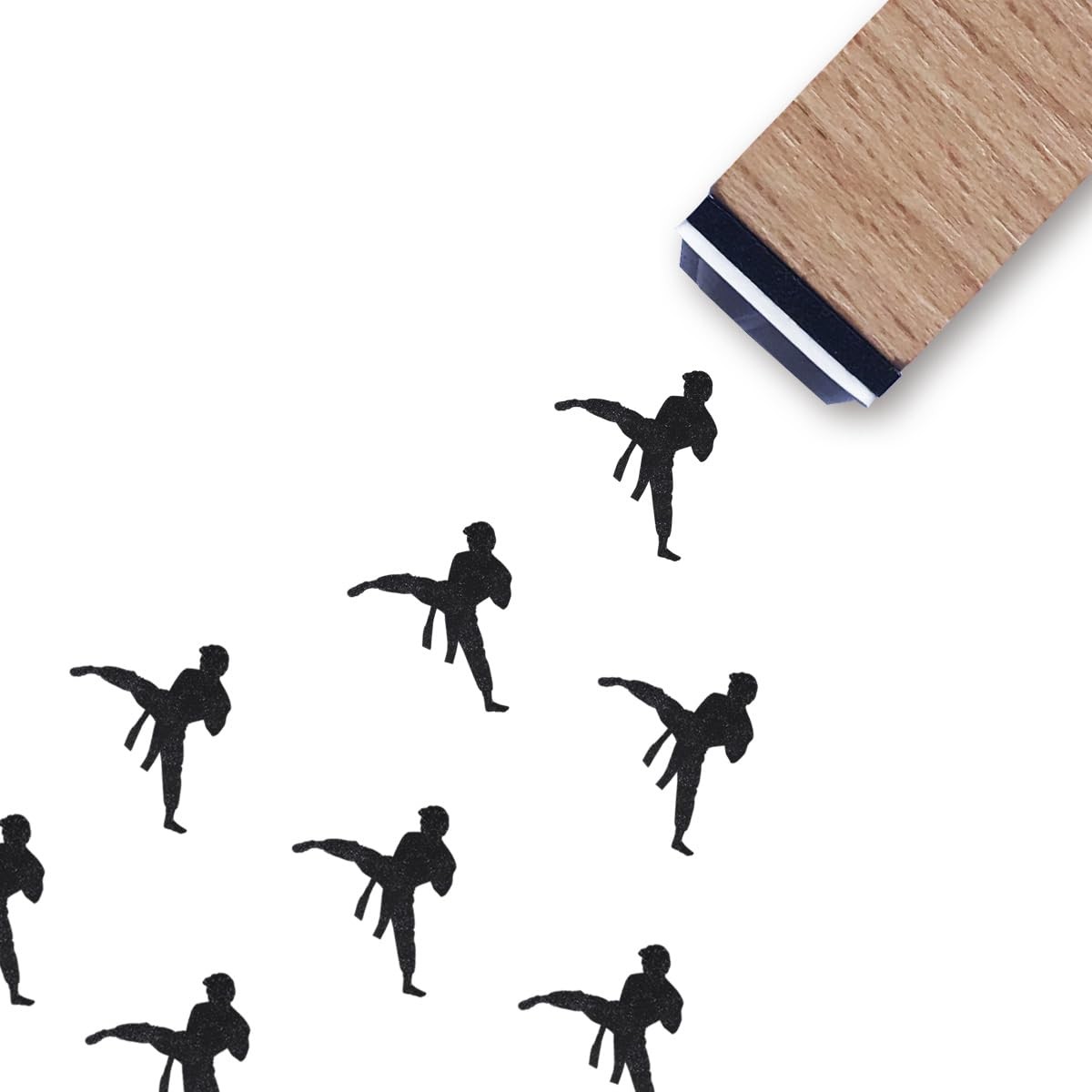 Karate Rubber Stamp, 3/5 Inch Small Mini inch (15 mm) diameter, Brown