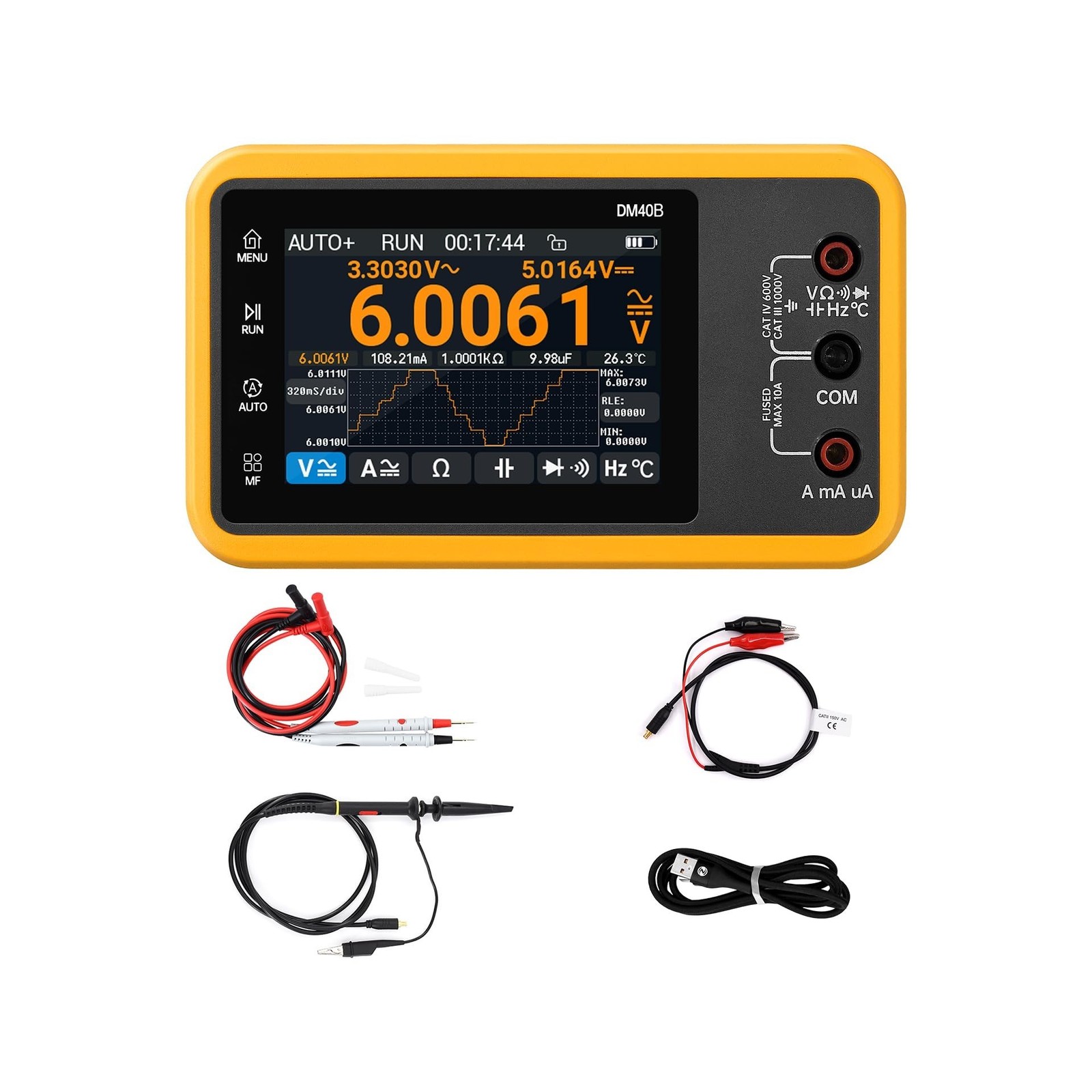 DM40 Series 3-in-1 Digital Multimeter, 59999 Counts True RMS Oscilloscope Sig...