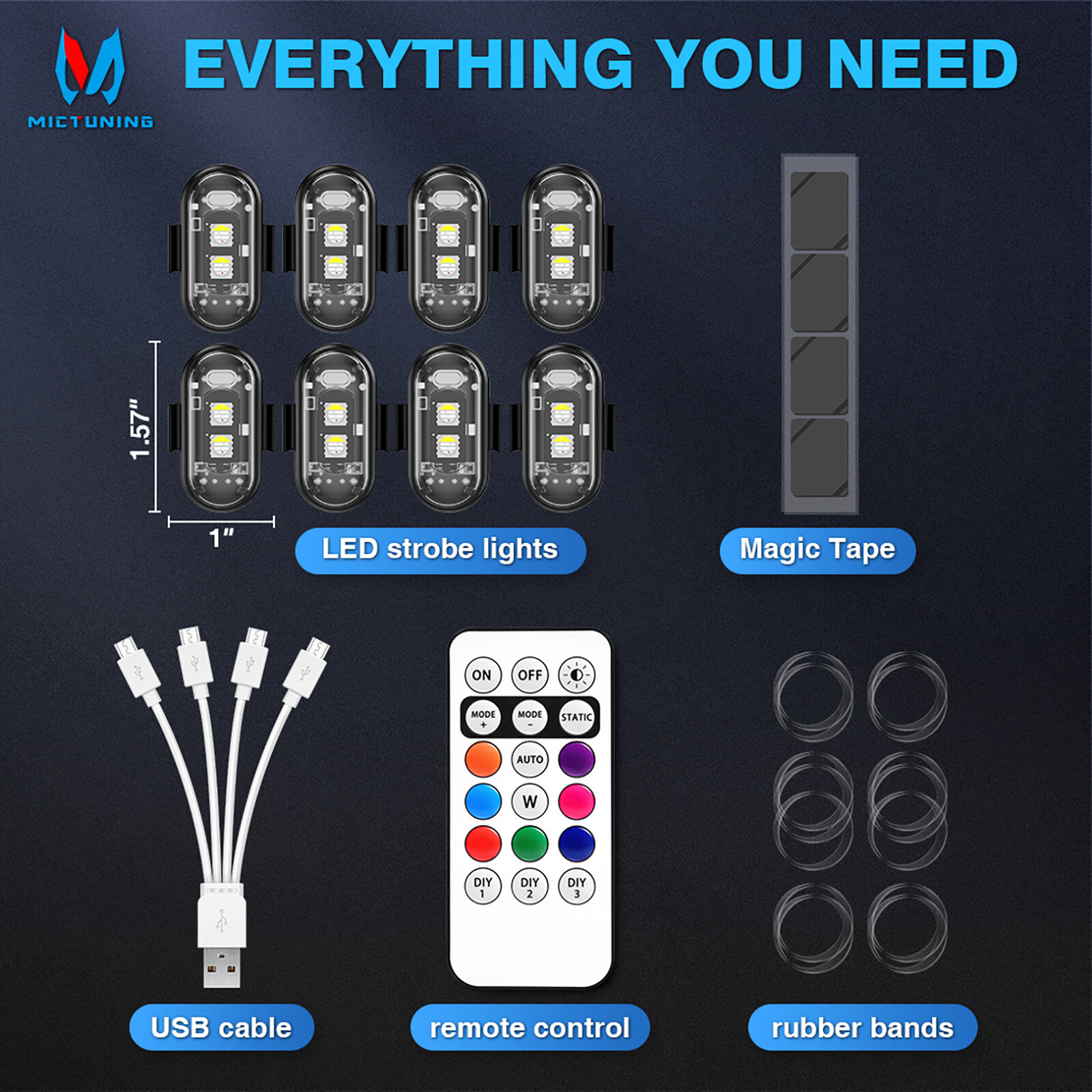 8PCS Wireless LED Strobe Lights,8 Colors Anti-Collision Led Warning Lights