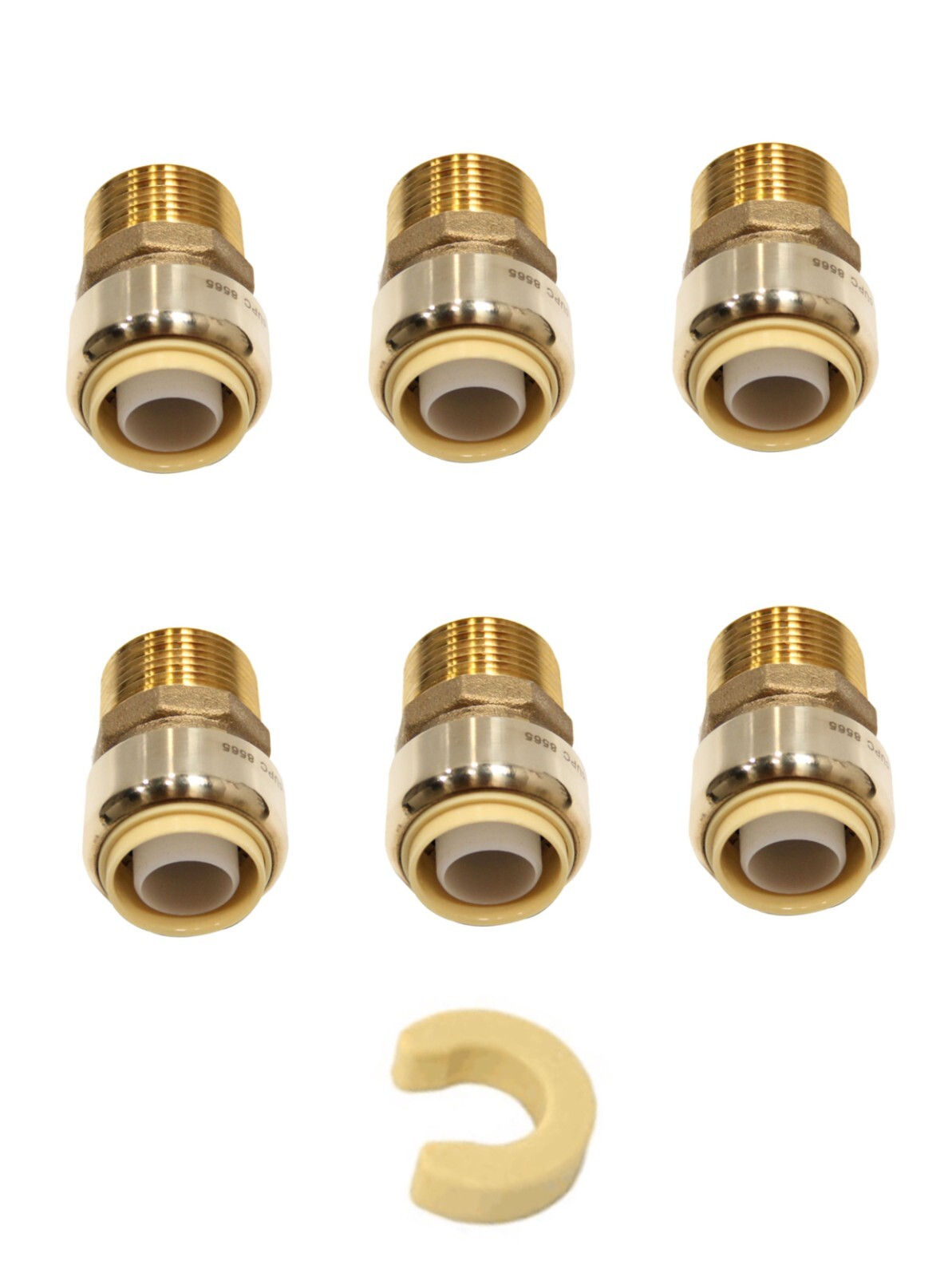 EFIELD 6 PCS 1/2"  PUSH FIT X 1/2" MALE ADAPTERS FITTINGS & CLIP, LEAD FREE