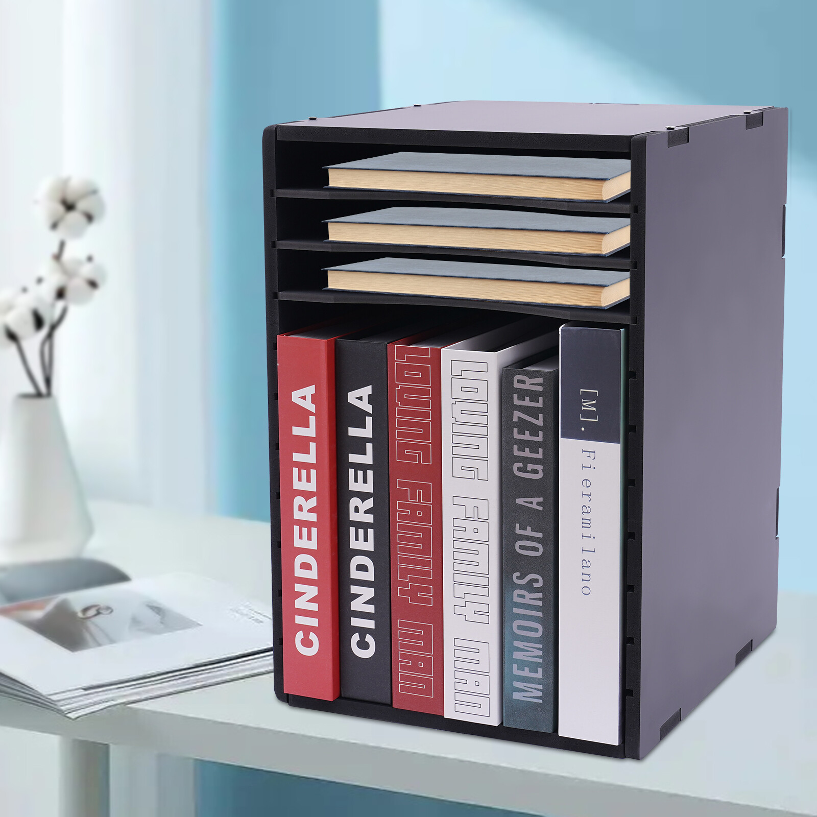 11Compartment Vertical Desktop Sorter File Storage Rack Desktop Organizer Holder