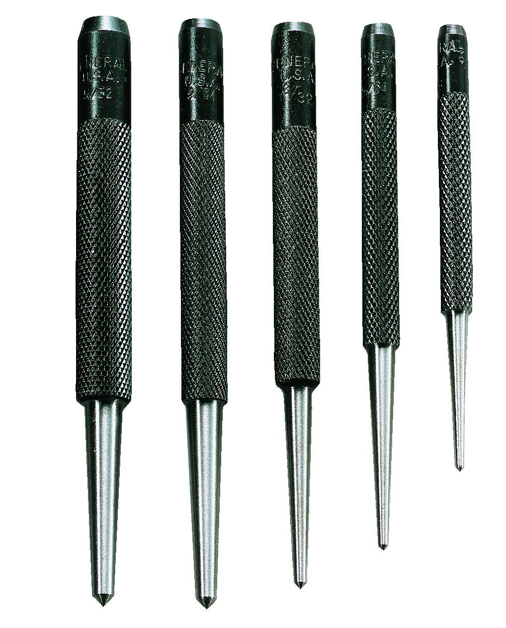 Round Shank Center Punches #SPC74, Set of 5 from 1/16 in. to 5/32 in.