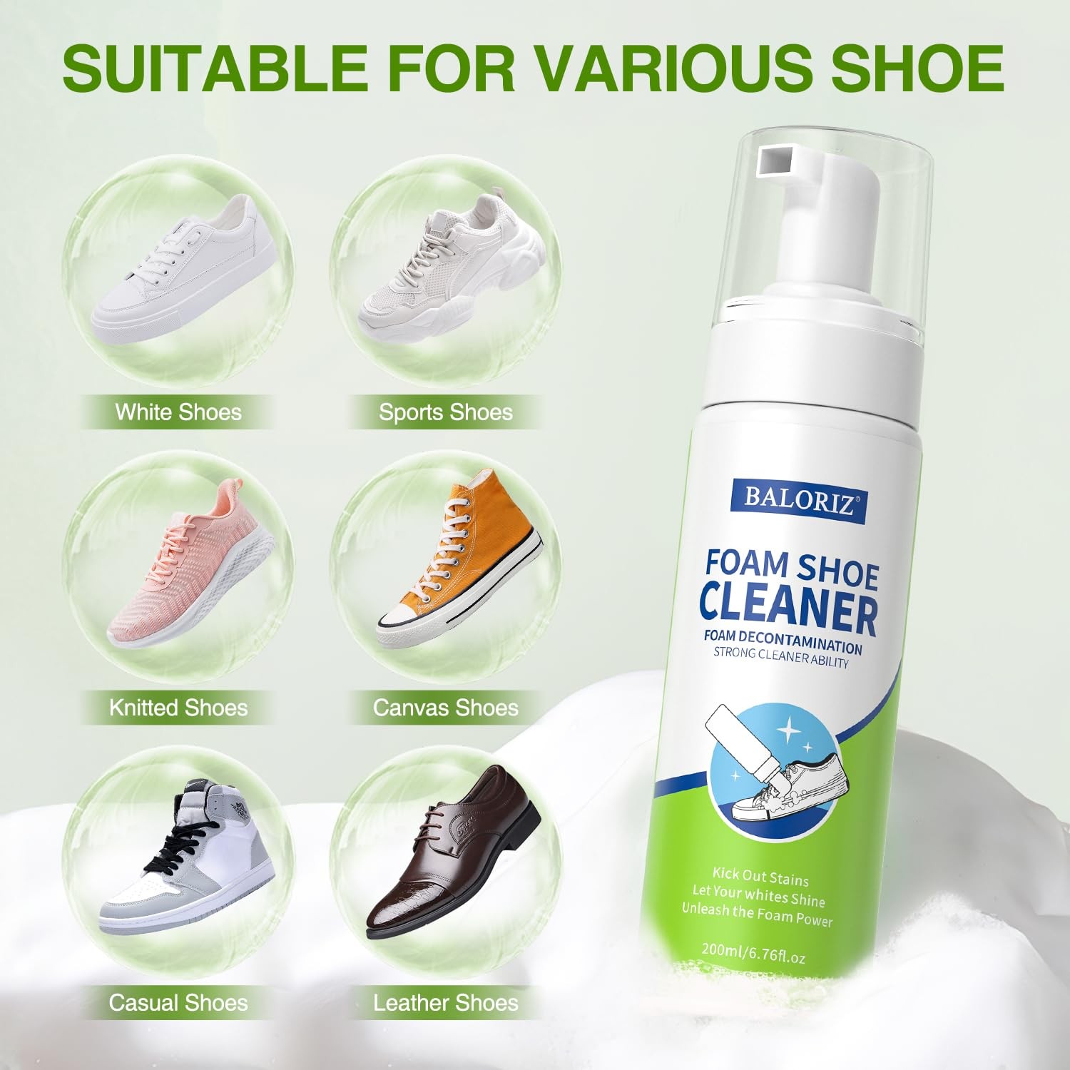 Shoe Cleaner Kit 6.76 Oz with Brush Towel for White Sneakers