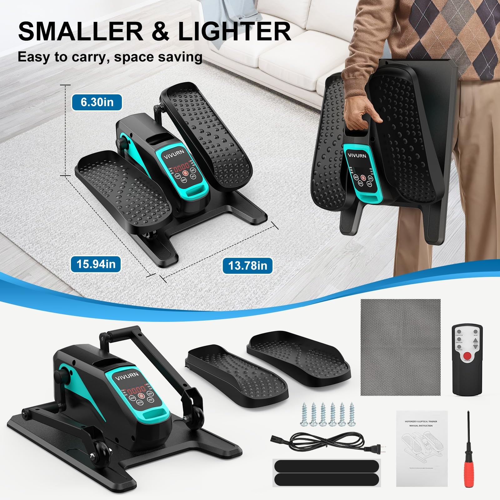 018 Under Desk Elliptical Leg Exerciser While Sitting for Seniors