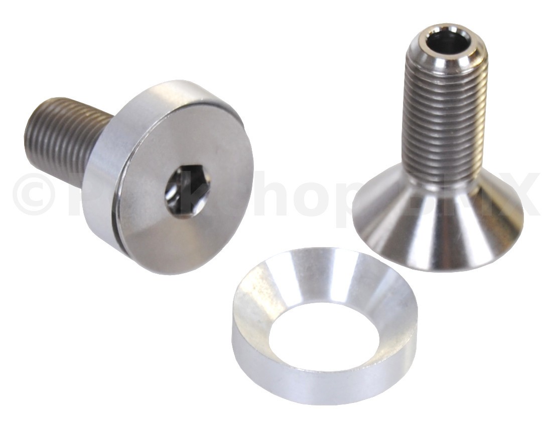 3/8" X 24T HOLLOW bicycle BMX crank spindle bolts fits Profile (PAIR) - TITANIUM