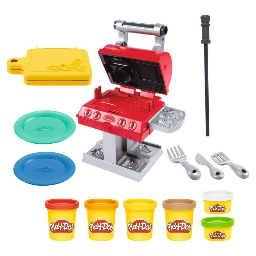 Hasbro 9076874 BBQ Grill Playset, Play-Doh Multi Color - 14 Piece Set