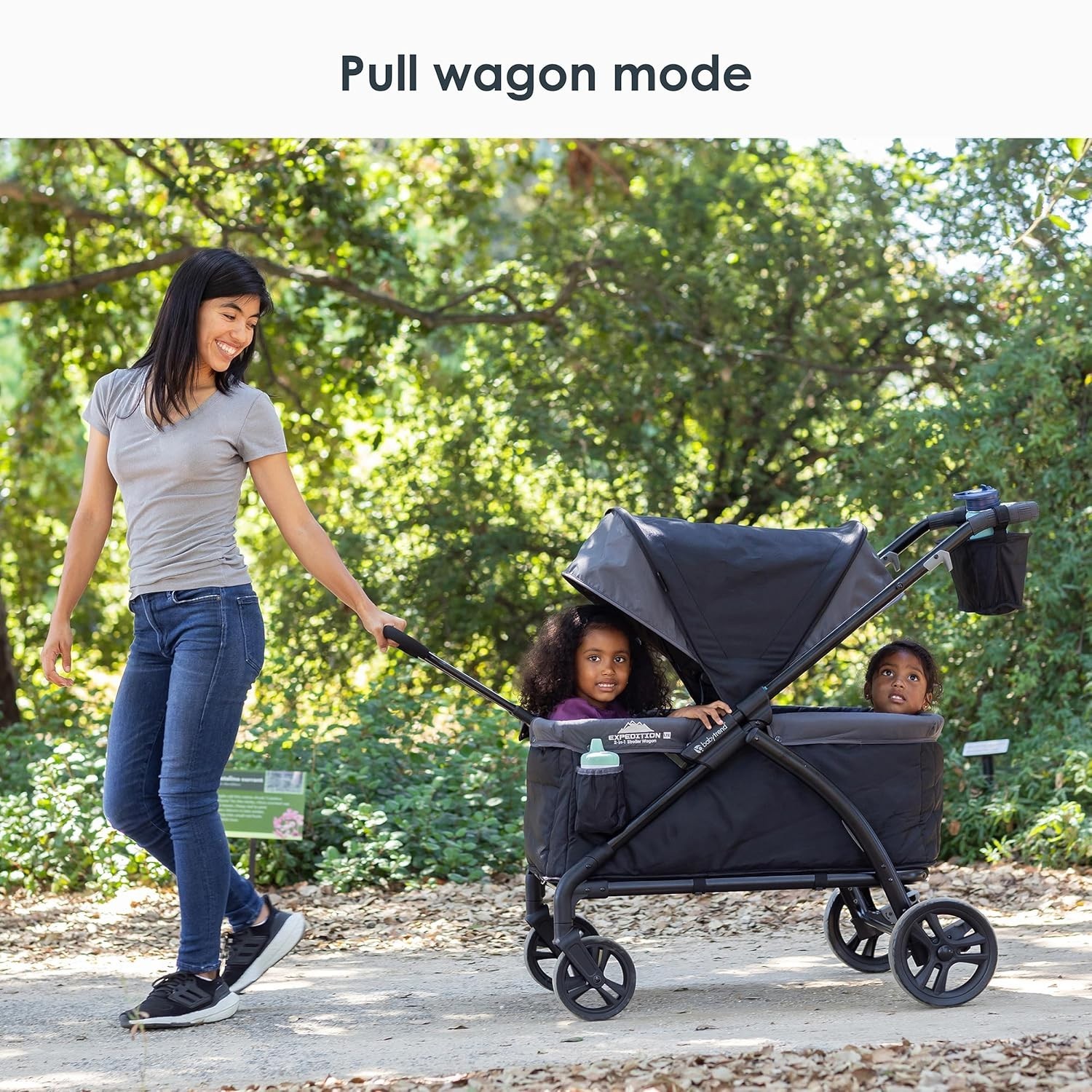Versatile Expedition Stroller Wagon 2 Seating Options Foldable Canopy 2 Kids