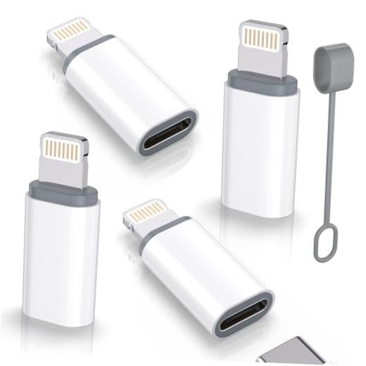 USB C Type C to Lightning Adapter MFi Certified 4 Pack 27W Fast Charging White