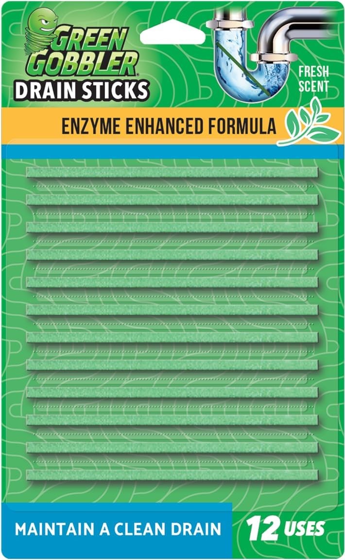 Green Gobbler Bio-Flow Drain Cleaning and Deodorizing Strips Lemon Scent 12-Pk