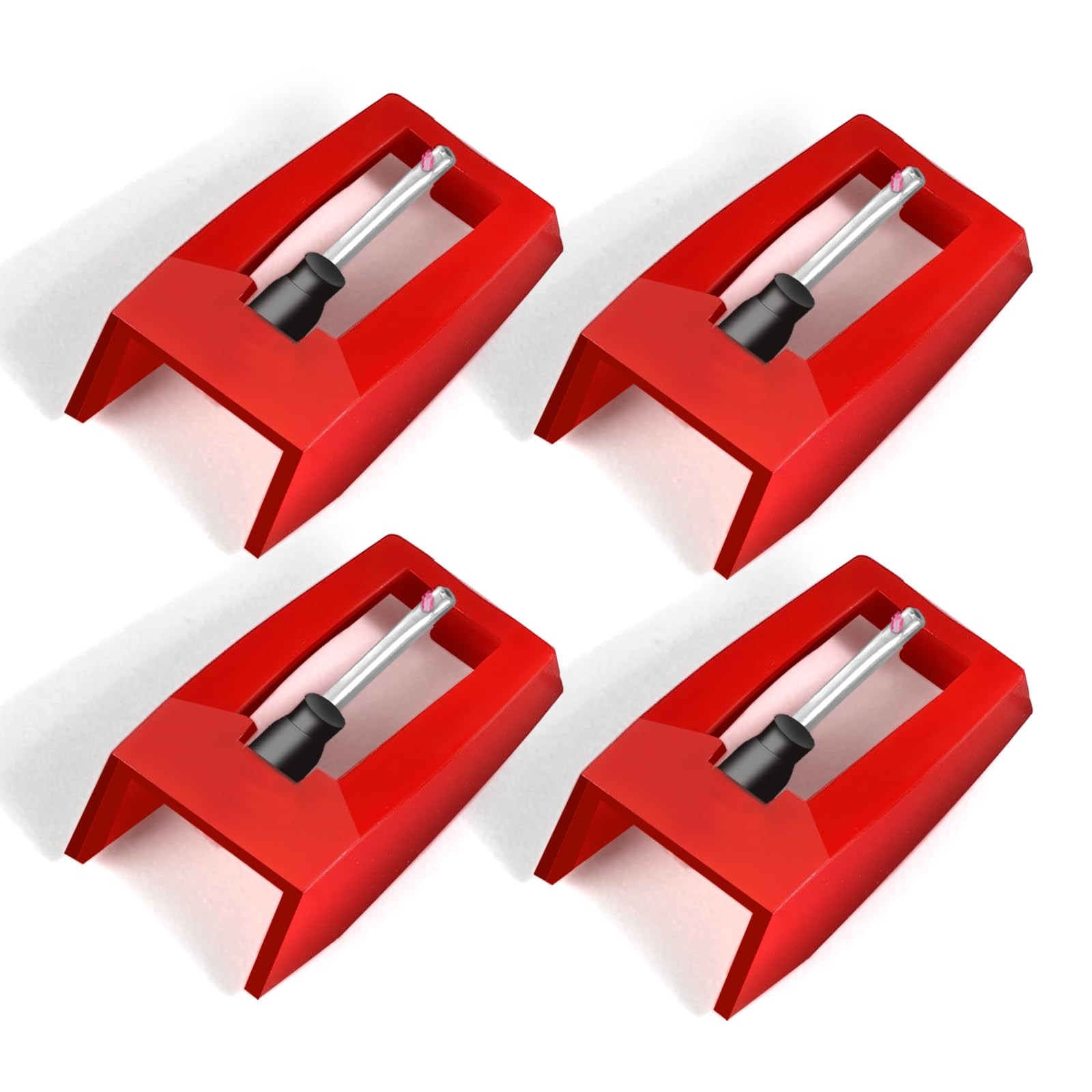 4Pcs Record Player Needle for Crosley, Victrola, ION, LP, Universal, red