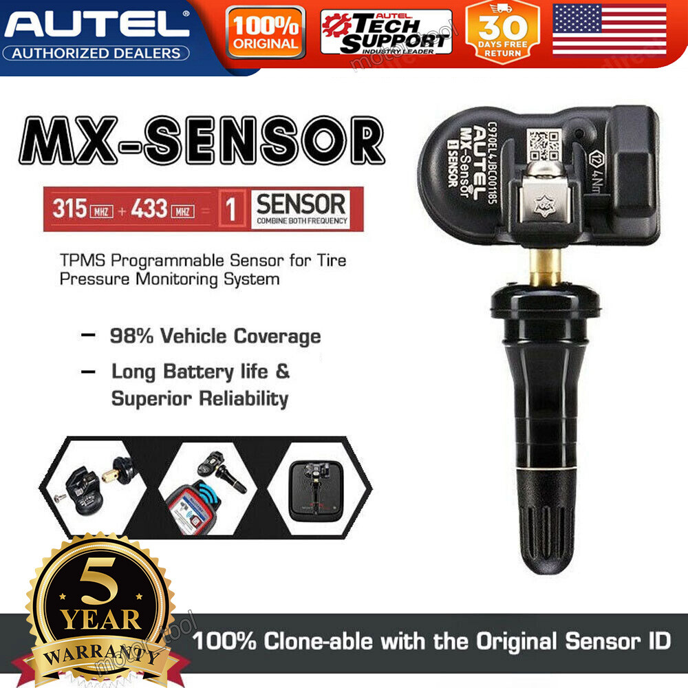 Autel TPMS Sensor MX-Sensor 315MHz & 433MHz Programmable Universal Rubber Valve