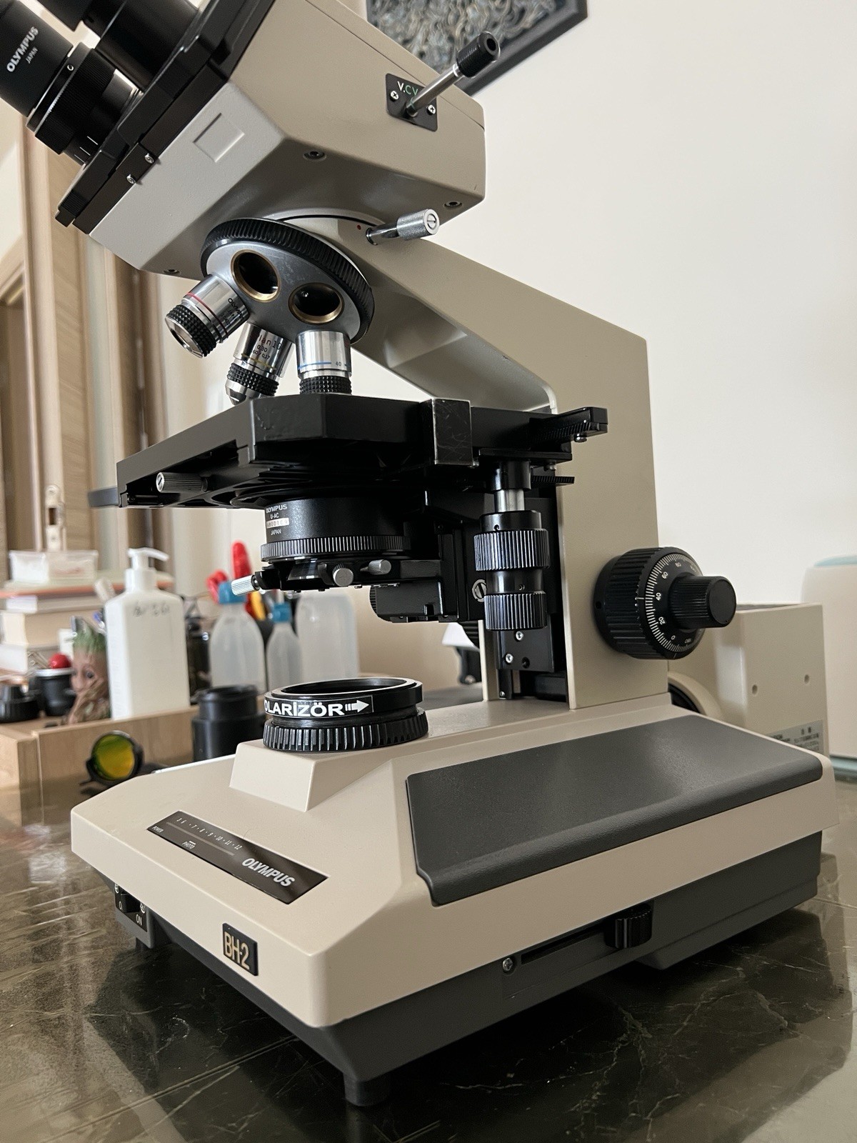 Olympus BH2/BHS Trinocular 100W Polarizing Microscope + MTV-3 + S-Plan Optics