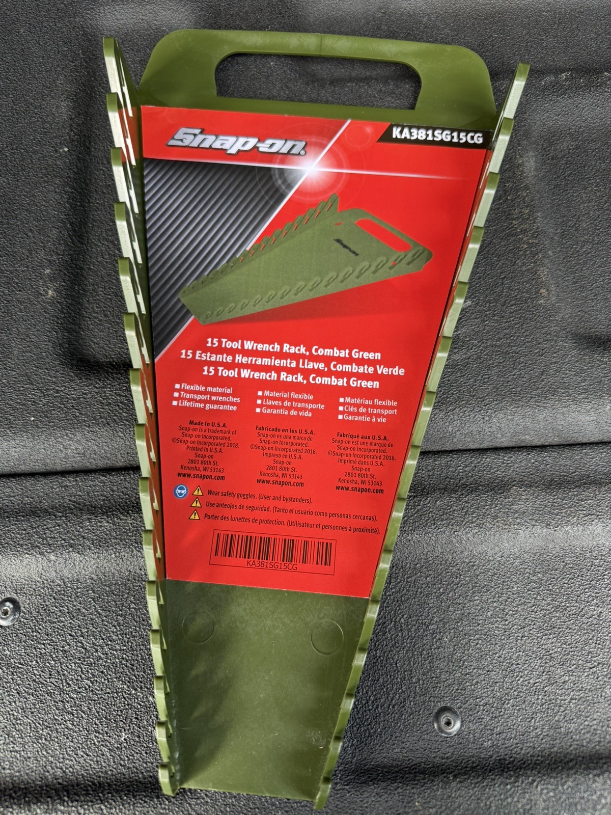Discontinued Flexible Snap On Reverse Vinyl Combat green Wrench Rack 15 Position