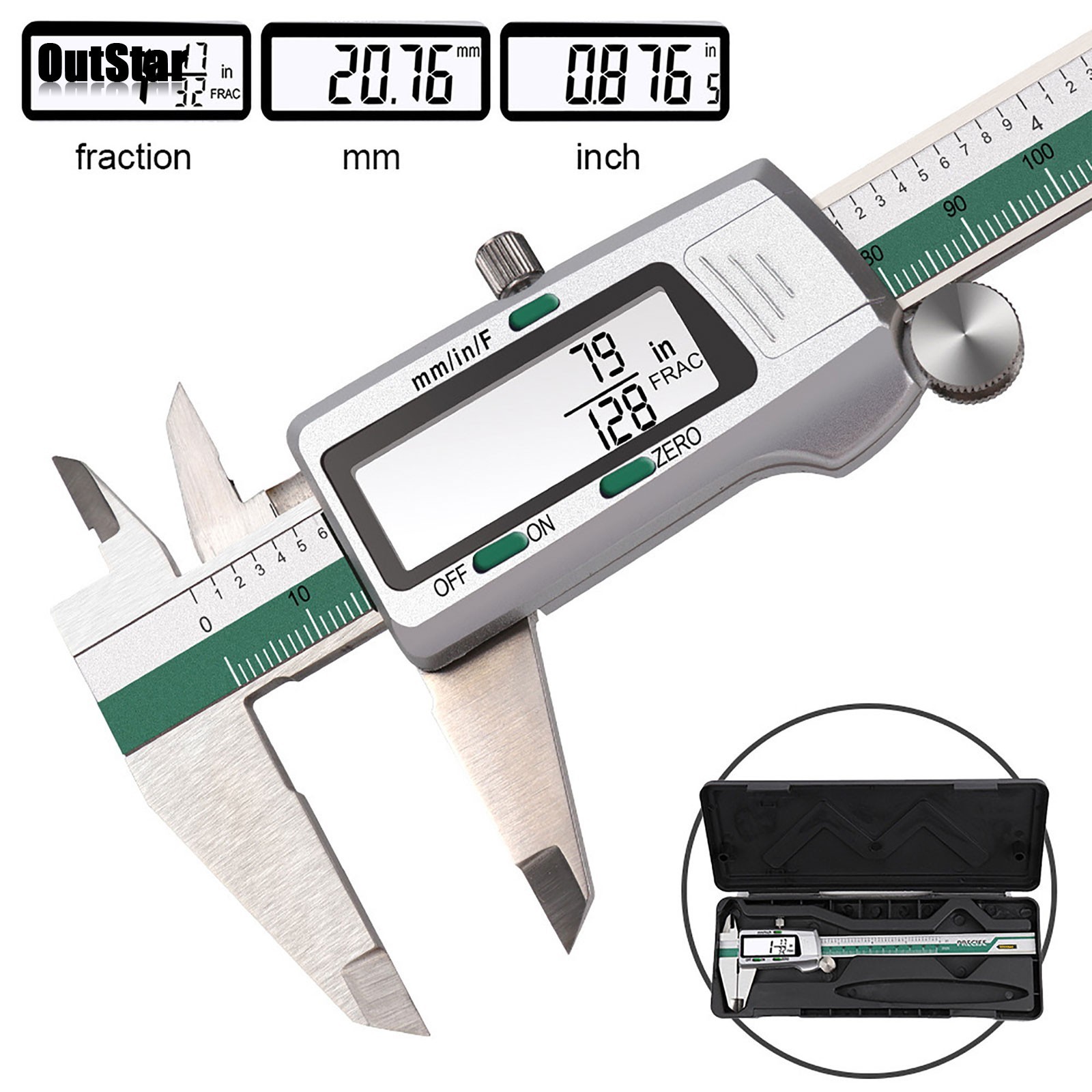 ET50 Stainless Steel Vernier Caliper mm/inch/F Digital Display Caliper #sz