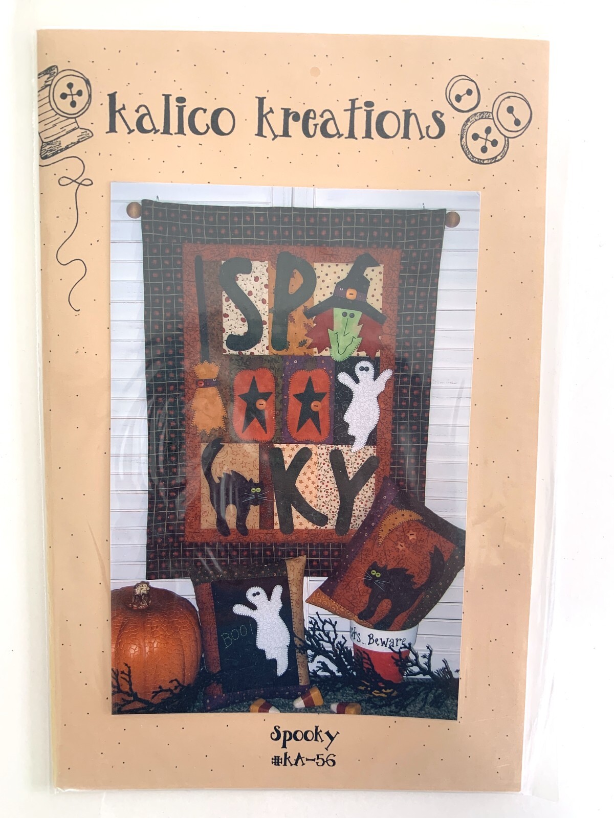 Kalico Kreations Wall Hanging Applique Quilt Pattern SPOOKY 19" x 24.5"