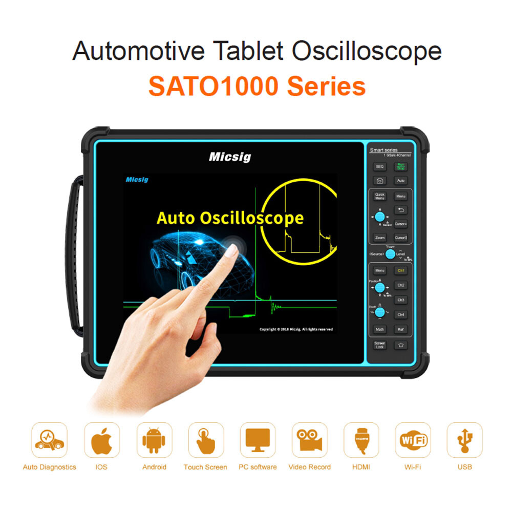 Automotive Tablet Micsig Digital Oscilloscope SATO1004 4Ch Touch-P 100MHz 1GSa/s