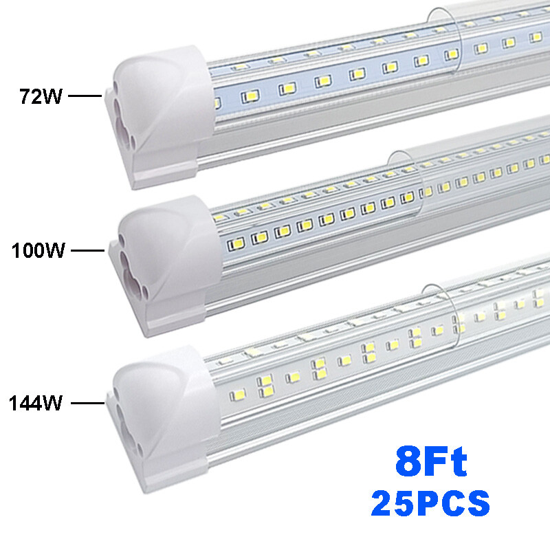 25 Pack Linkable T8 8 Ft Led Shop Light Fixture 144W 100W 72W 6500K Garage Light