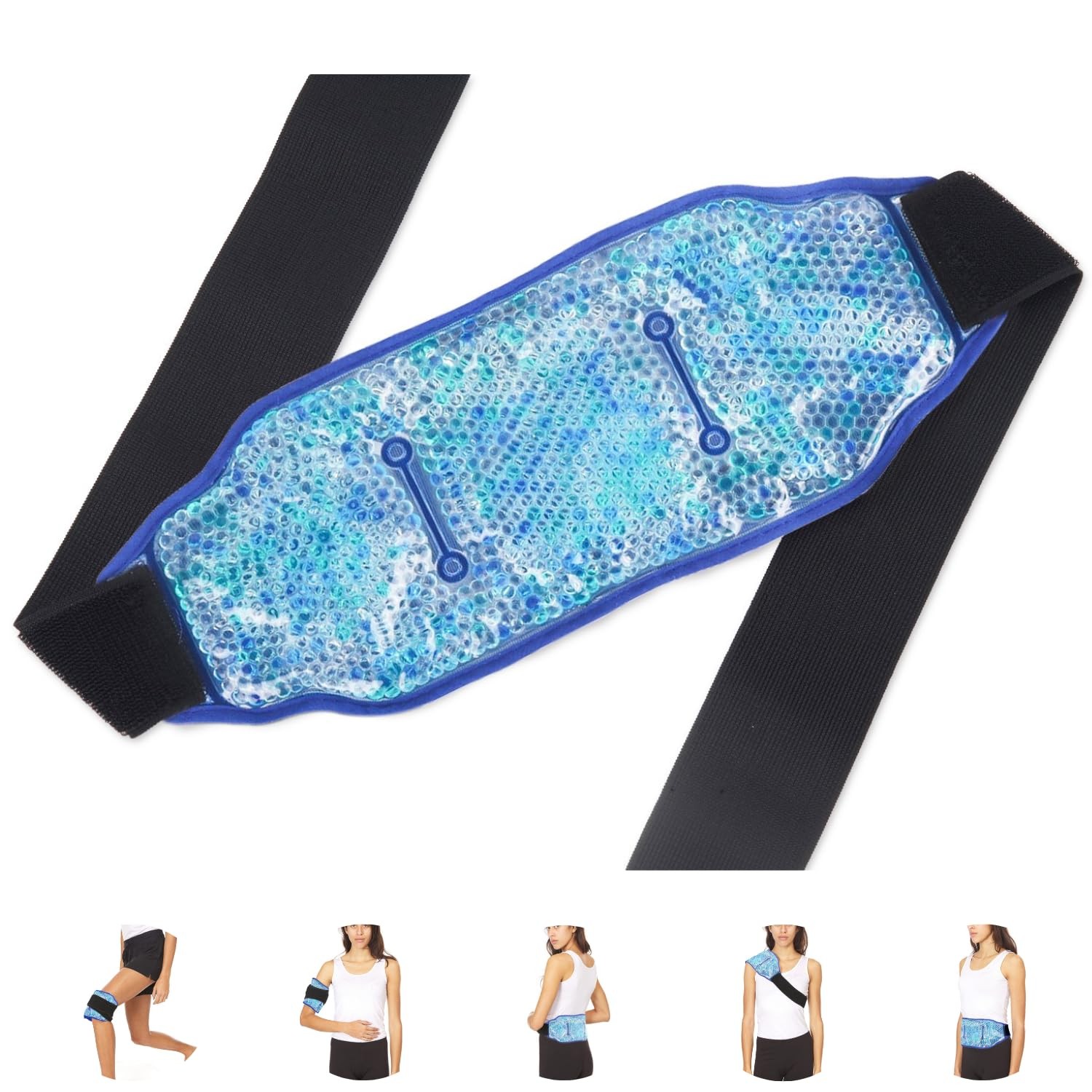 Premium Hot Cold Gel Bead Ice Pack 15 Inch x 5 Inch, 1 Blue -