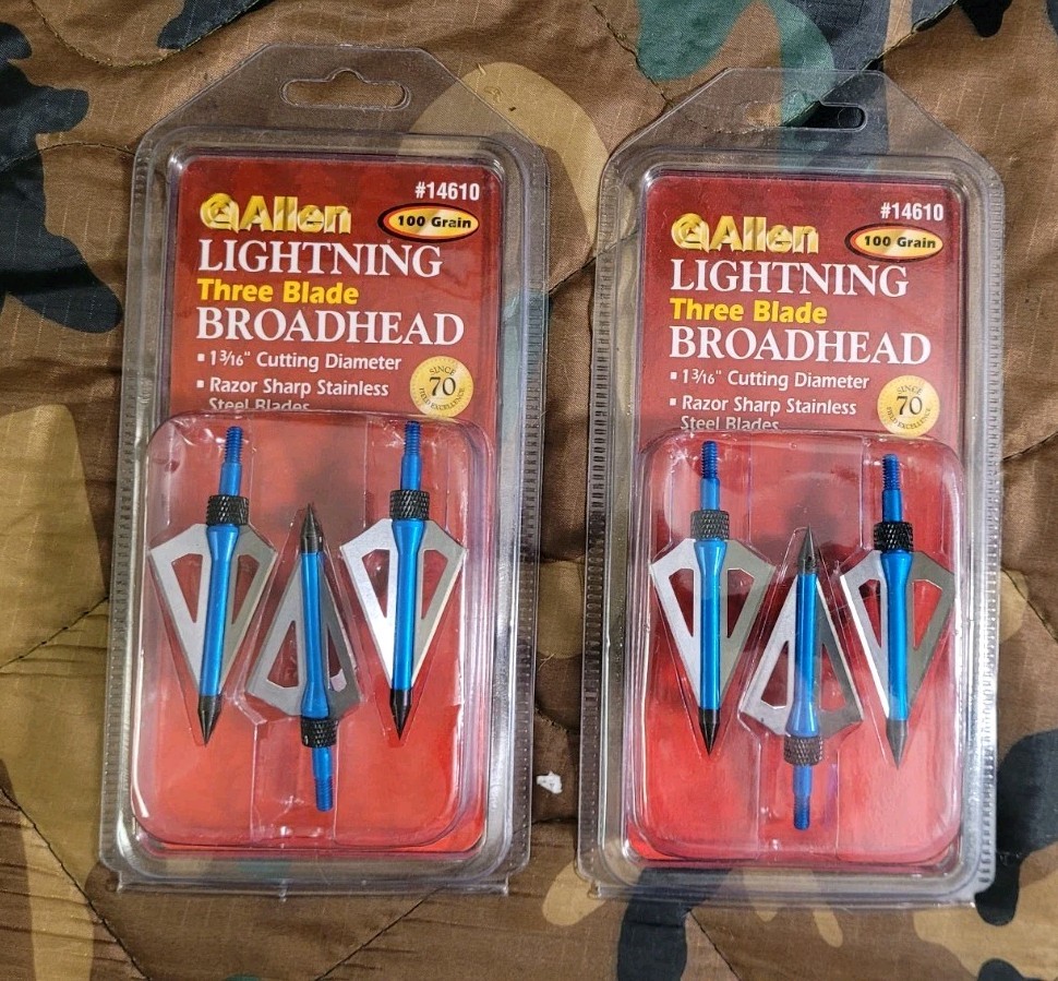 Allen Lightning Three Blade Broadhead 3 Pack, 2 Packs 100 Grain