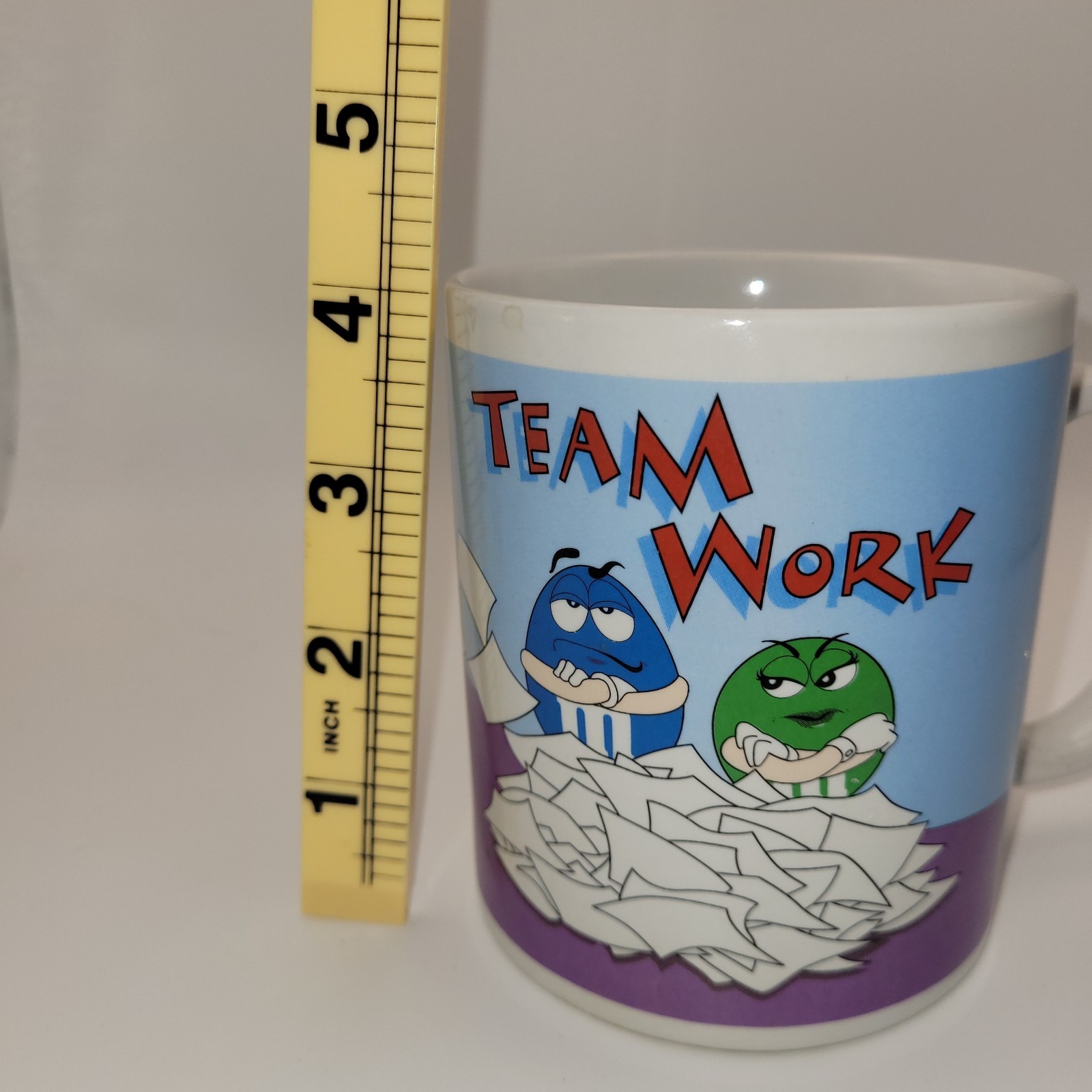 Vintage M&M 2002 Collector Coffee Cup Mug Team Work Office Scene