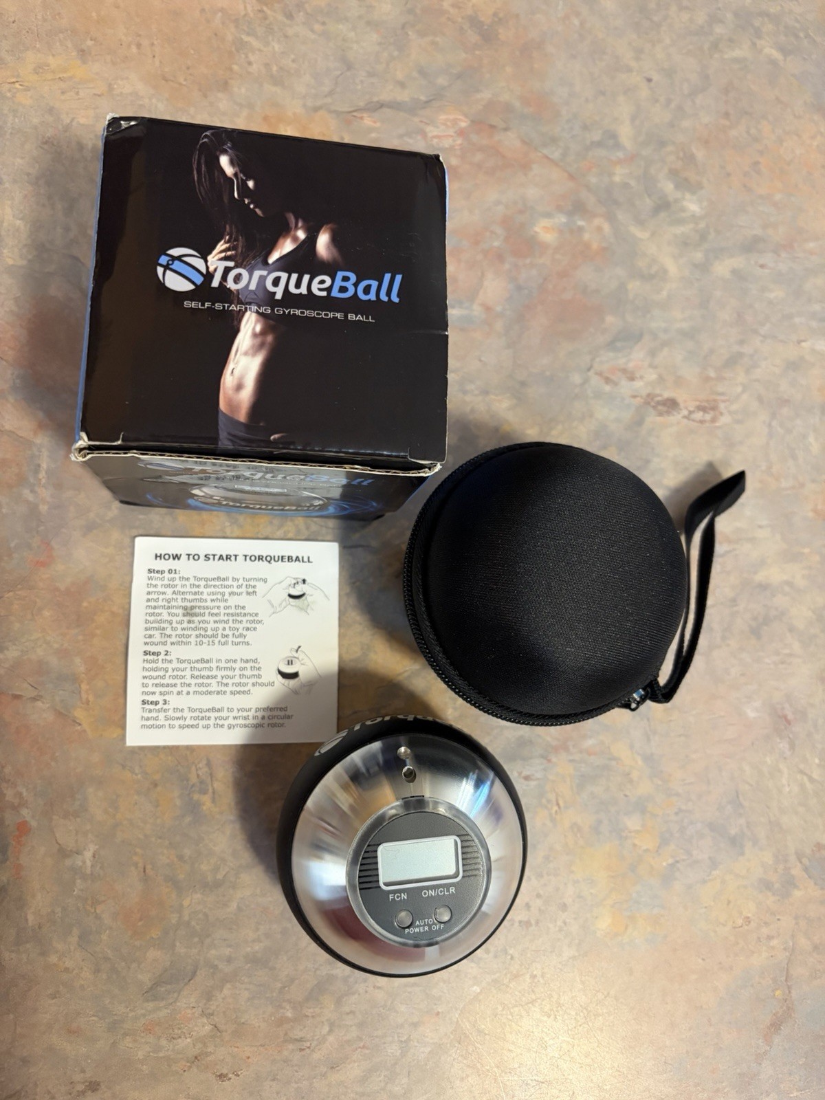 Torque Ball Hand Exerciser Grip Strength Trainer and Forearm Strengthener W/Case