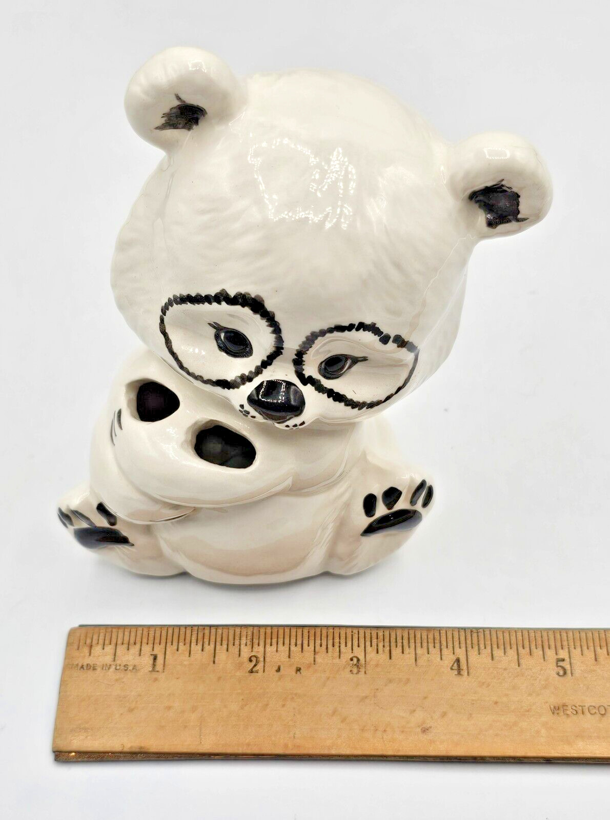Panda Ceramic Soap Dish and Toothbrush Holder Bathroom Kitsch Signed Phyllig