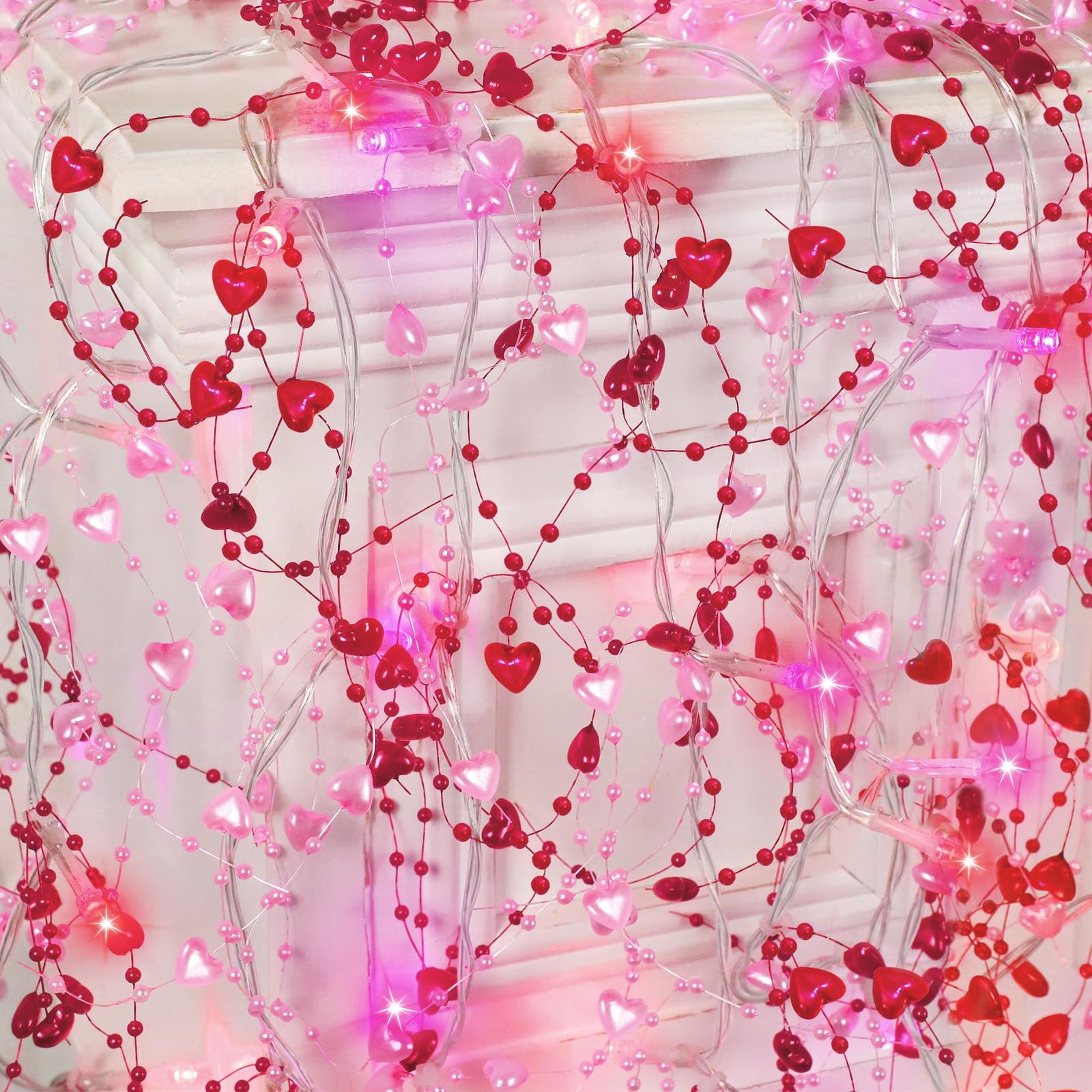 HALOGATE [Timer] Valentine's Day Decorations Garland Lights 10 FT 30 LED Hear...
