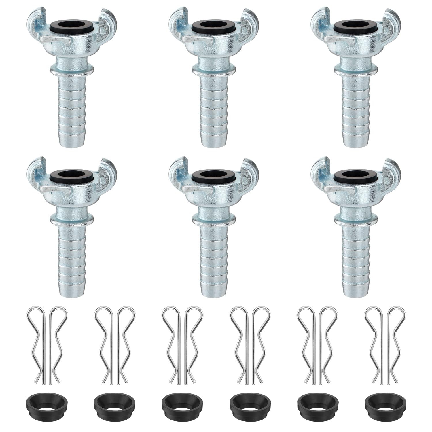 6 PCS 3/4" NPT Iron Air Hose Fitting Universal Coupling Chicago For Hose End