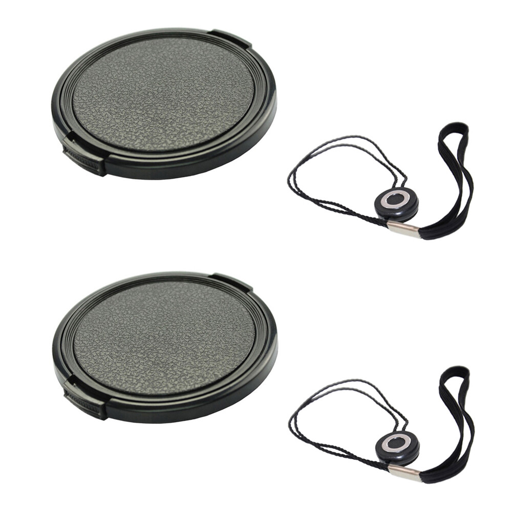 2x 52mm Side Pinch Front Lens Cap+Cap Holder f/ Nikon D5200 D3200 D90 Canon Sony