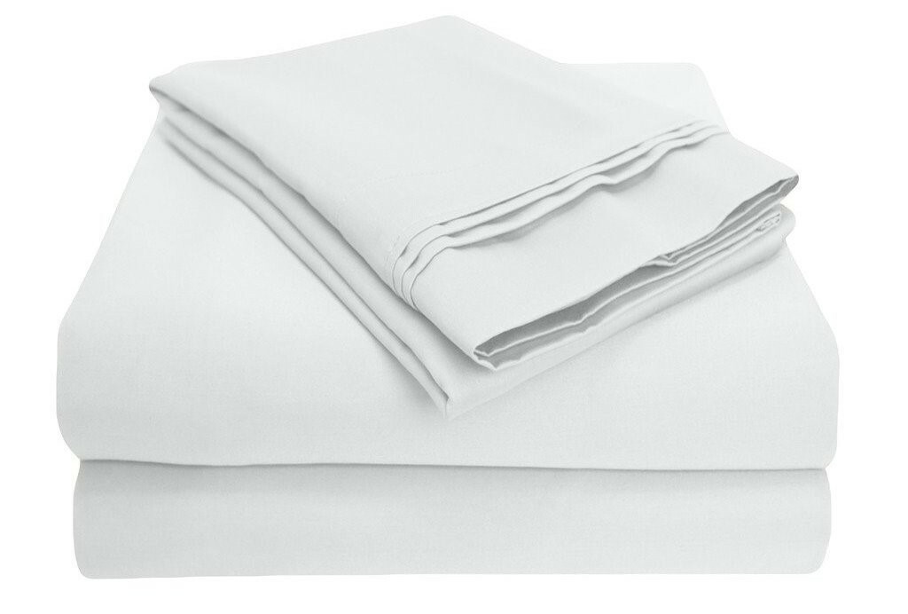 Marwah 4 Piece Sheet Set ~ White ~ King Size ~ 15" Pocket