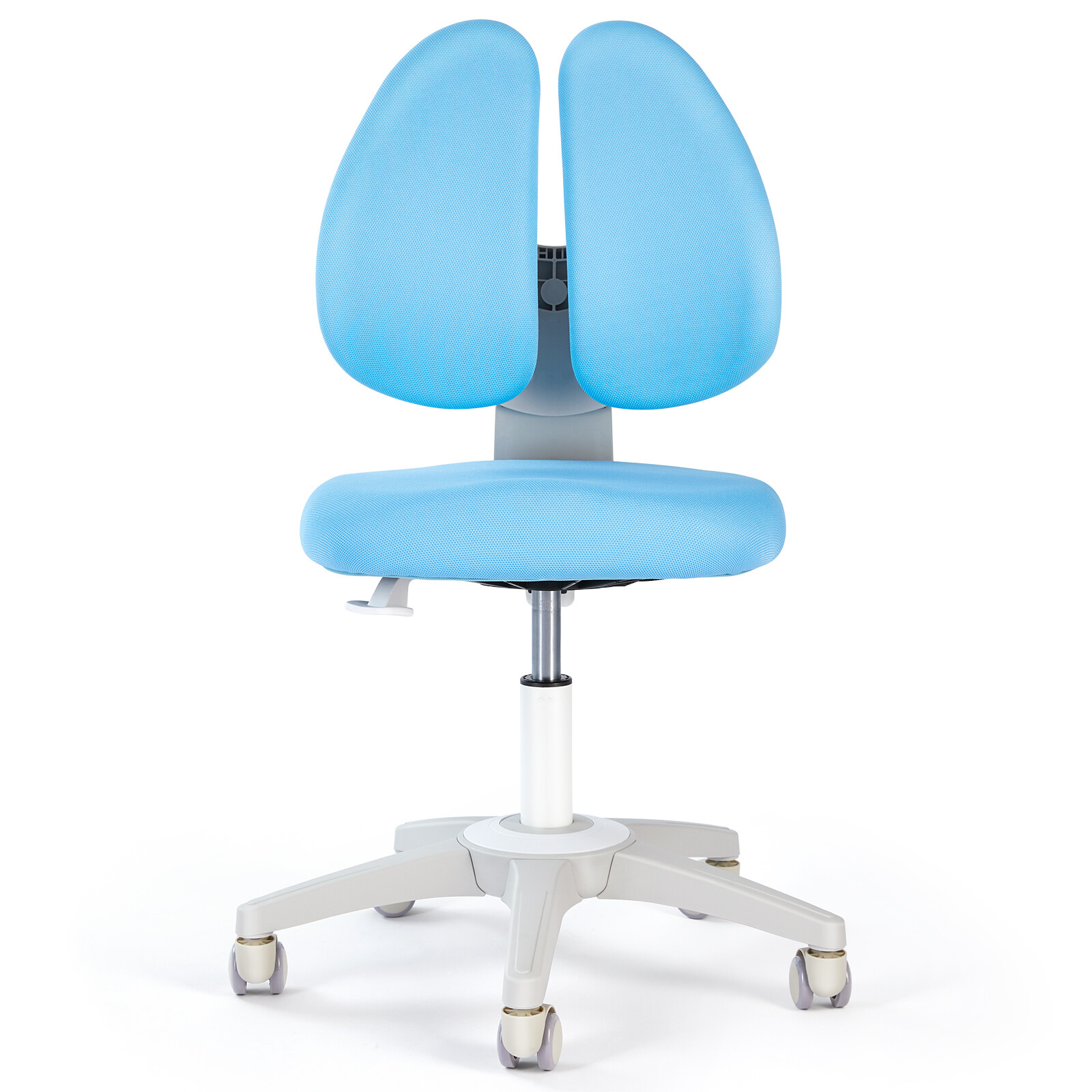 Blue Kids Study Chair Adjustable Height & Seat Depth Auto Brake Caster Boy Chair