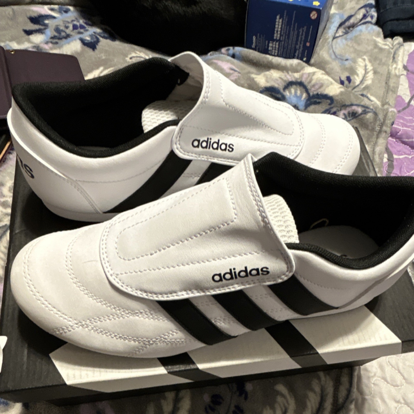 adidas TEKWEN Martial Arts Shoes White Black Adult Unisex Training Footwear