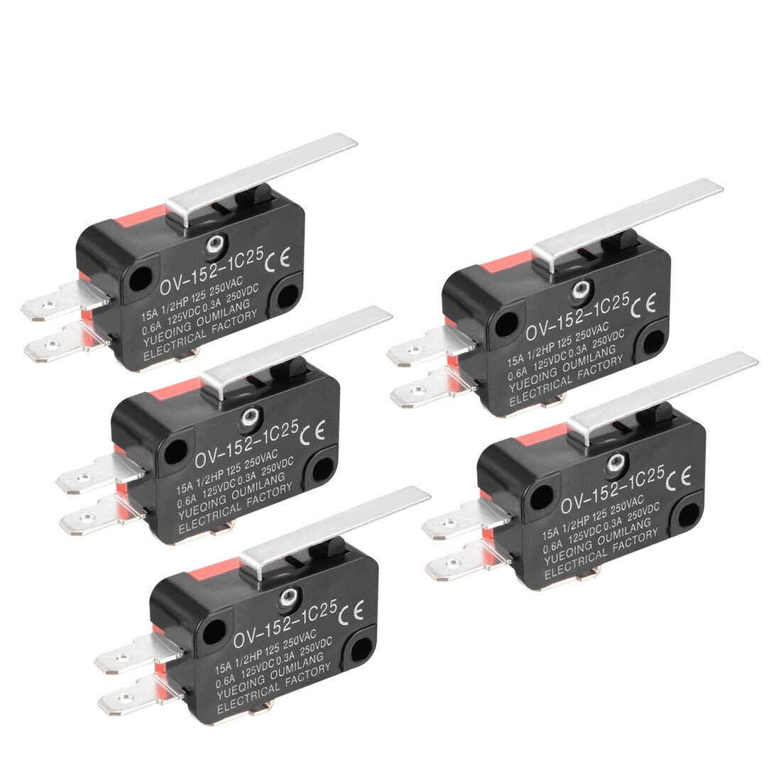 5PCS OV-152-1C25 15A 125/250VAC SPDT NO NC 3 Terminals Hinge Lever Micro Switch