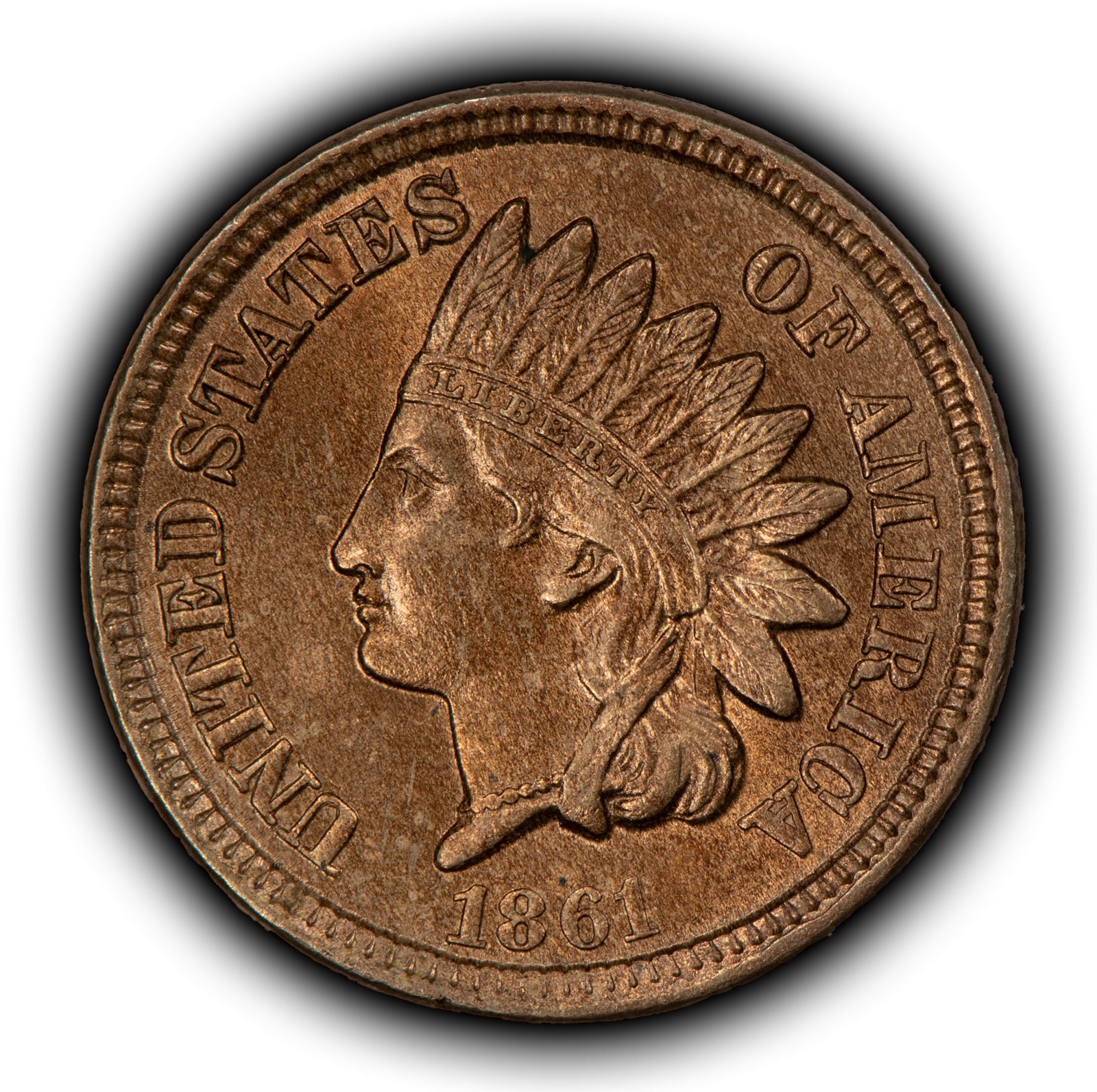 1861 1c Indian Head Small Cent - Full Luster 4 Diamonds - BU - SKU-Y6472