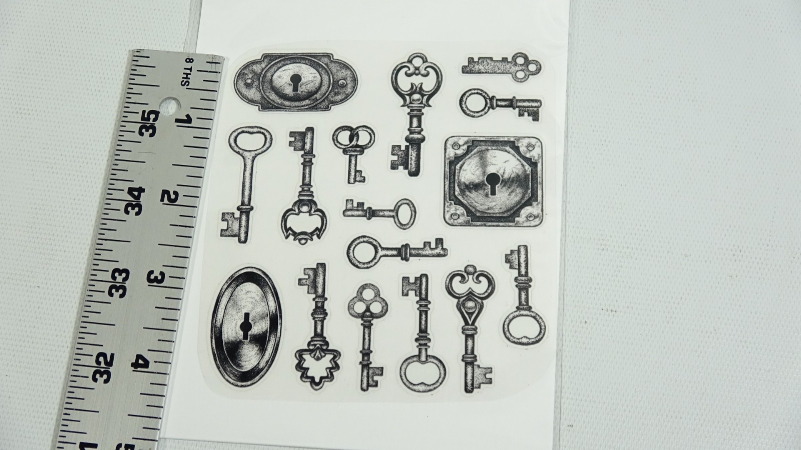 1 Sheet Gothic Antique Style Halloween Skeleton Keys Stickers
