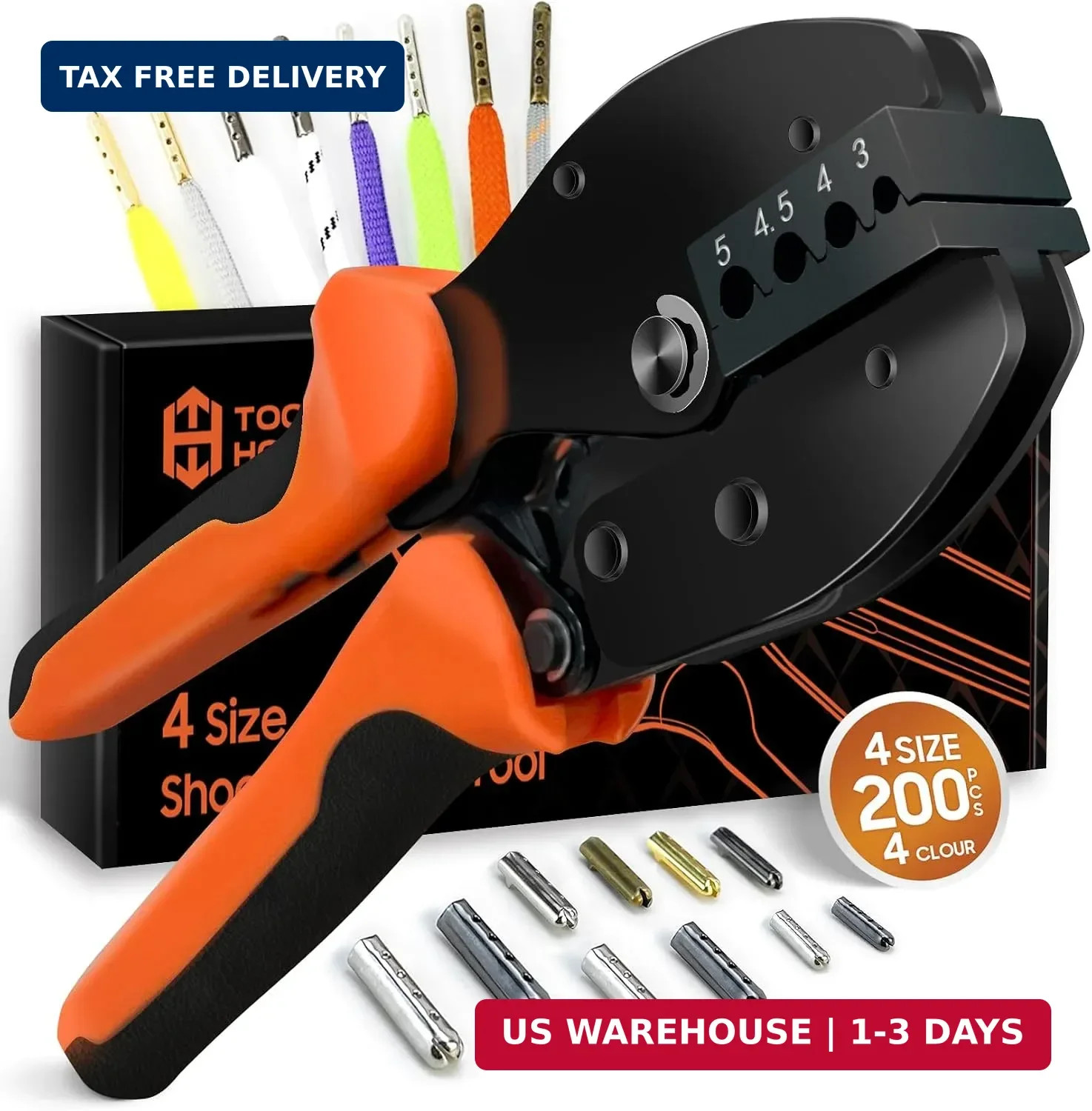 Aglet Crimping Tool, 3/4/4.5/5mm, 200pcs | Aglets Repair Kit, Replaceable Metal