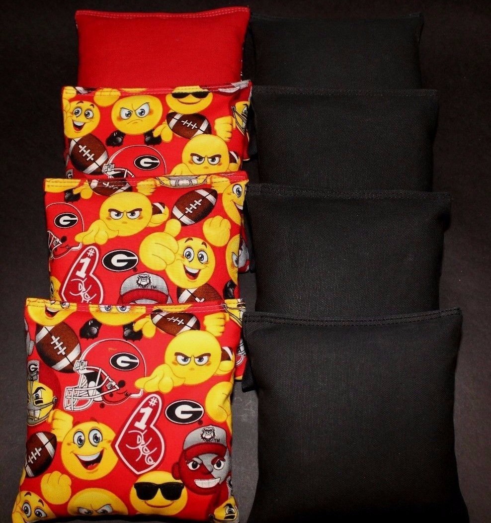 New EMOJI Cornhole Bean Bags made w GEORGIA BULLDOGS Fabric 8 ACA Regulation
