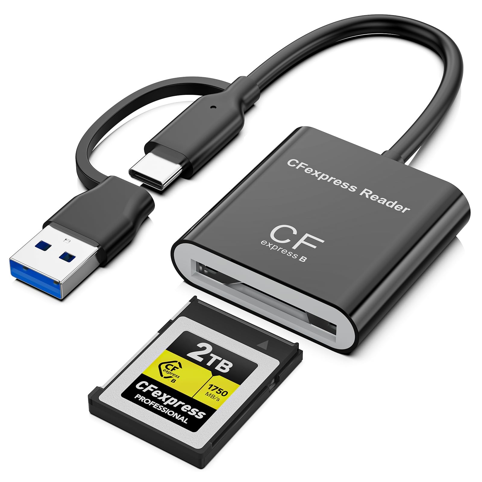 CFexpress B Card Reader, USB-3.2 Gen 2 10Gbps – High-Speed Memory Card Reader...