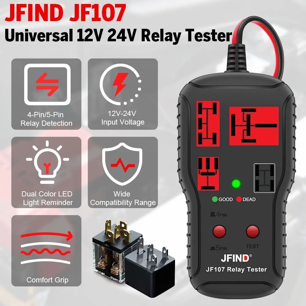 Car Relay Tester 12V/24V Automotive Diagnostic Tool LED Battery Relay Checker