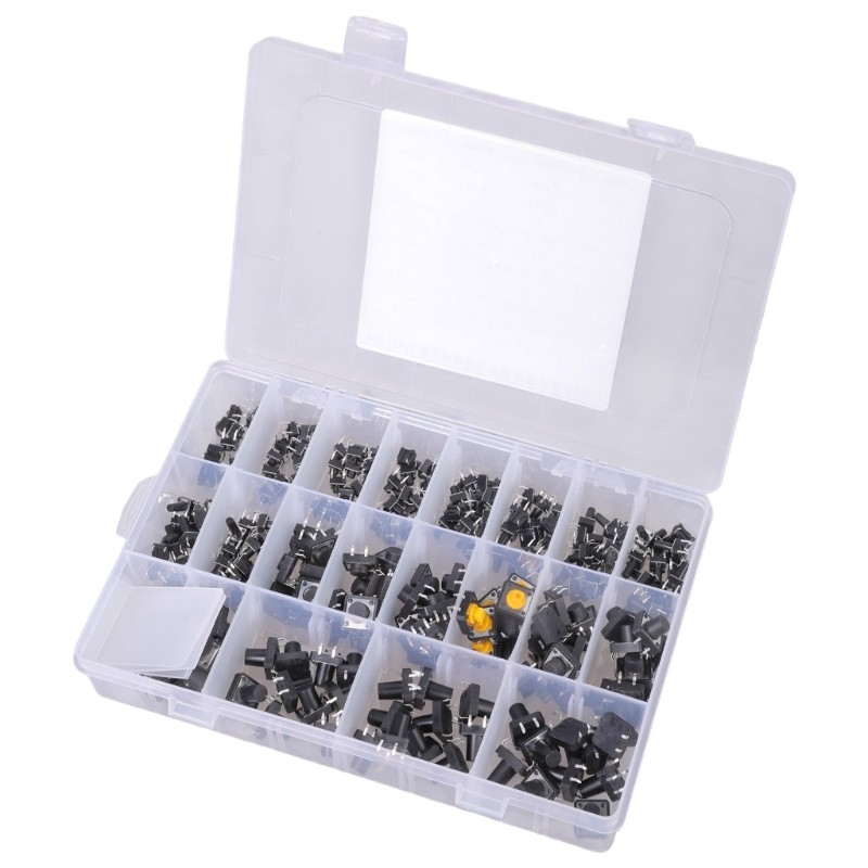 250Pcs 6x6mm 12x12mm Tactile Push Button Switch Micro Momentary Tact Assortment