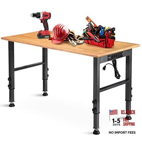 OLBRUS 48" Adjustable Workbench with Power Outlet 48"Power Outlets-Rubber Pad