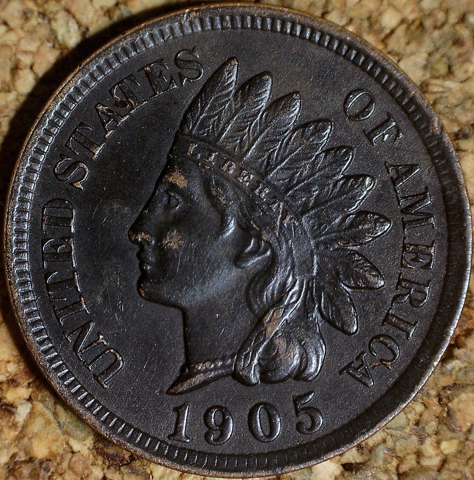 1905 Indian Head Cent - AU DET SNOW-38/POLIQUIN VAR-62 PLATES BOTH, RPD  (M022)