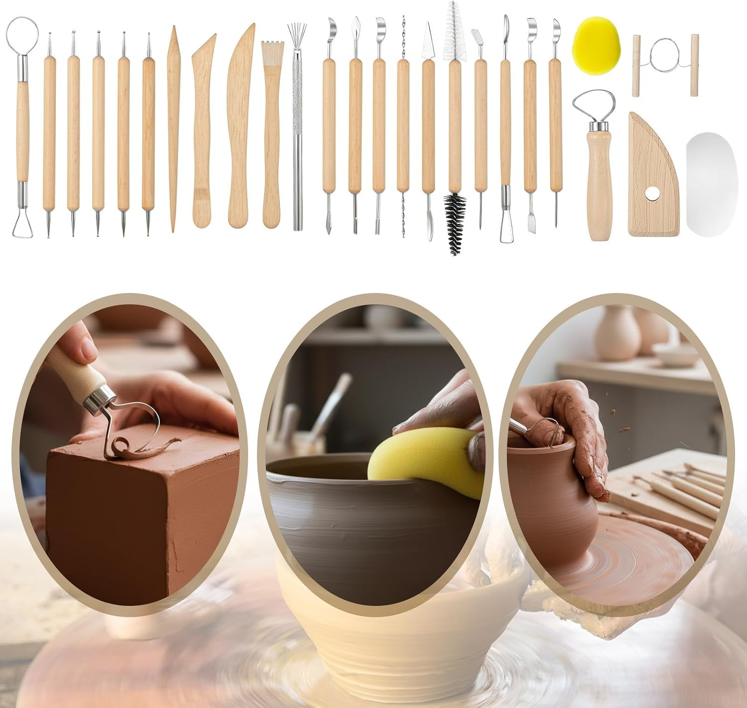40 Pcs Clay Sculpting Tools Set,Pottery Carving Tool Kit,Clay Modeling Tools for