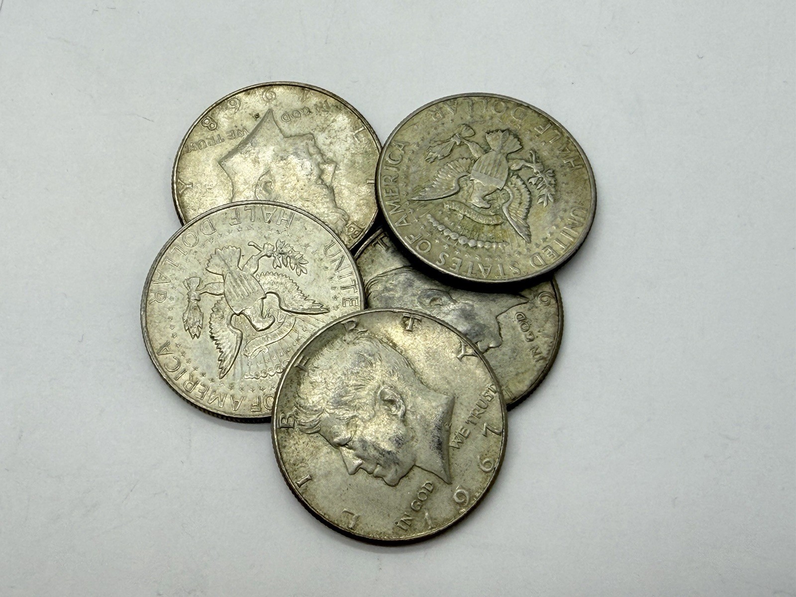 40% Percent Silver Kennedy Half Dollars 1965-1969 Lot of 5 -CHOOSE HOW MANY LOTS